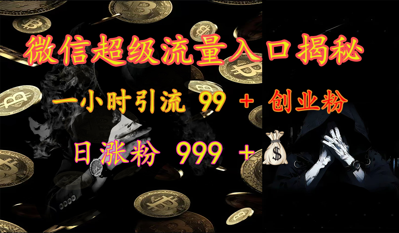 微信超级流量入口揭秘：一小时引流 99 + 创业粉，日涨粉 999 +【揭秘】-蓝海项目网_项目资源_网络赚钱副业分享_创业项目_兼职副业_中创网_抖音教程